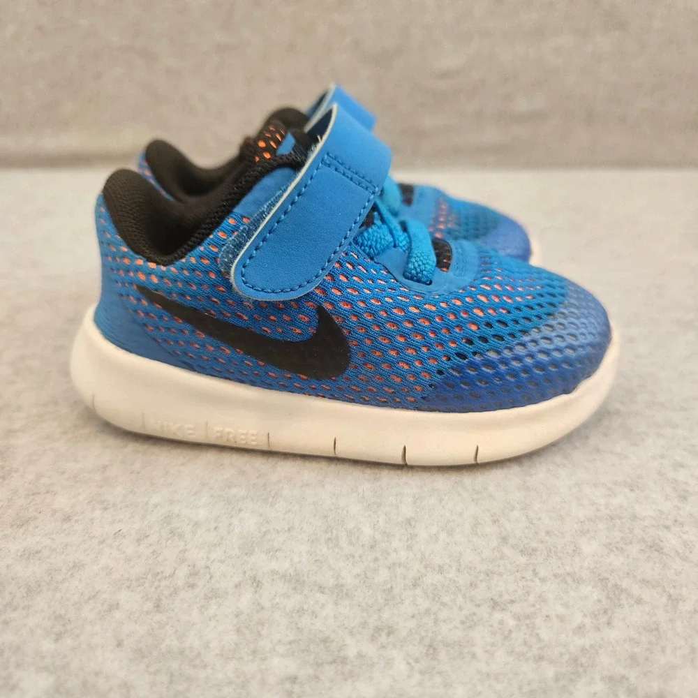NIKE FREE RN TD |Toddler Shoes Size 5C Blue Orange Running Sneakers